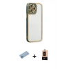 MARSİLYAN™- iPhone 13 Pro Max Kılıf Çekirdek Klasik Serisi - Şeffaf Maxco Cam Ekran Koruyucu + Shine Kamera Lens Koruma Cam - MI