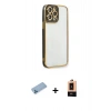 MARSİLYAN™- iPhone 13 Pro Max Kılıf Çekirdek Klasik Serisi - Şeffaf Maxco Cam Ekran Koruyucu + Shine Kamera Lens Koruma Cam - MI