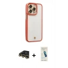 MARSİLYAN™- iPhone 13 Pro Max Kılıf Çekirdek Klasik Serisi - Şeffaf Pasifik Cam Ekran Koruyucu + Gold Raze Metal Kamera Lens