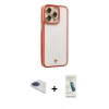 MARSİLYAN™- iPhone 13 Pro Max Kılıf Çekirdek Klasik Serisi - Şeffaf Pasifik Cam Ekran Koruyucu + Pers Alüminyum Kamera Lens - LT