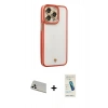 MARSİLYAN™- iPhone 13 Pro Max Kılıf Çekirdek Klasik Serisi - Şeffaf Pasifik Cam Ekran Koruyucu + Rainbow Kamera Lens Koruma Cam - BZ