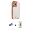 MARSİLYAN™- iPhone 13 Pro Max Kılıf Çekirdek Klasik Serisi - Şeffaf Pasifik Cam Ekran Koruyucu + Renkli Kamera Lens Koruma Cam - TU
