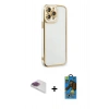 MARSİLYAN™- iPhone 13 Pro Max Kılıf Çekirdek Klasik Serisi - Siyah 18D Cam Ekran Koruyucu + Pers Alüminyum Kamera Lens - GI