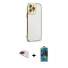 MARSİLYAN™- iPhone 13 Pro Max Kılıf Çekirdek Klasik Serisi - Siyah 18D Cam Ekran Koruyucu + Pers Alüminyum Kamera Lens - KI