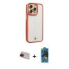 MARSİLYAN™- iPhone 13 Pro Max Kılıf Çekirdek Klasik Serisi - Siyah 18D Cam Ekran Koruyucu + Rainbow Kamera Lens Koruma Cam - KI