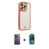 MARSİLYAN™- iPhone 13 Pro Max Kılıf Çekirdek Klasik Serisi - Siyah 18D Cam Ekran Koruyucu + Neon Fosforlu Kamera Lens - YL