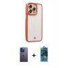 MARSİLYAN™- iPhone 13 Pro Max Kılıf Çekirdek Klasik Serisi - Siyah 18D Cam Ekran Koruyucu + Neon Fosforlu Kamera Lens - MI