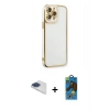 MARSİLYAN™- iPhone 13 Pro Max Kılıf Çekirdek Klasik Serisi - Siyah 18D Cam Ekran Koruyucu + Pers Alüminyum Kamera Lens - LT