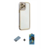 MARSİLYAN™- iPhone 13 Pro Max Kılıf Çekirdek Klasik Serisi - Siyah 18D Cam Ekran Koruyucu + Shine Kamera Lens Koruma Cam - GI
