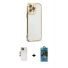MARSİLYAN™- iPhone 13 Pro Max Kılıf Çekirdek Klasik Serisi - Siyah 18D Cam Ekran Koruyucu + Shine Kamera Lens - GD