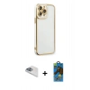 MARSİLYAN™- iPhone 13 Pro Max Kılıf Çekirdek Klasik Serisi - Siyah 18D Cam Ekran Koruyucu + Pers Alüminyum Kamera Lens - SABE
