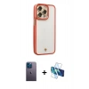 MARSİLYAN™- iPhone 13 Pro Max Kılıf Çekirdek Klasik Serisi - Siyah 3D Antistatik Cam Ekran Koruyucu + Neon Fosforlu Kamera Lens - MI