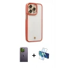 MARSİLYAN™- iPhone 13 Pro Max Kılıf Çekirdek Klasik Serisi - Siyah 3D Antistatik Cam Ekran Koruyucu + Neon Fosforlu Kamera Lens - YL