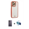 MARSİLYAN™- iPhone 13 Pro Max Kılıf Çekirdek Klasik Serisi - Siyah 3D Antistatik Cam Ekran Koruyucu + Neon Fosforlu Kamera Lens - BZ