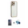 MARSİLYAN™- iPhone 13 Pro Max Kılıf Çekirdek Klasik Serisi - Siyah 3D Antistatik Cam Ekran Koruyucu + Neon Fosforlu Kamera Lens - MI