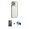 MARSİLYAN™- iPhone 13 Pro Max Kılıf Çekirdek Klasik Serisi - Siyah 3D Antistatik Cam Ekran Koruyucu + Neon Fosforlu Kamera Lens - YL