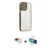 MARSİLYAN™- iPhone 13 Pro Max Kılıf Çekirdek Klasik Serisi - Siyah 3D Antistatik Cam Ekran Koruyucu + Pers Alüminyum Kamera Lens - KI