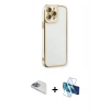 MARSİLYAN™- iPhone 13 Pro Max Kılıf Çekirdek Klasik Serisi - Siyah 3D Antistatik Cam Ekran Koruyucu + Pers Alüminyum Kamera Lens - SABE