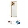 MARSİLYAN™- iPhone 13 Pro Max Kılıf Çekirdek Klasik Serisi - Siyah 3D Antistatik Cam Ekran Koruyucu + Pers Alüminyum Kamera Lens - KI