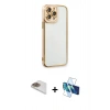 MARSİLYAN™- iPhone 13 Pro Max Kılıf Çekirdek Klasik Serisi - Siyah 3D Antistatik Cam Ekran Koruyucu + Pers Alüminyum Kamera Lens - GD
