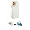 MARSİLYAN™- iPhone 13 Pro Max Kılıf Çekirdek Klasik Serisi - Siyah 3D Antistatik Cam Ekran Koruyucu + Pers Alüminyum Kamera Lens - GD