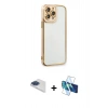 MARSİLYAN™- iPhone 13 Pro Max Kılıf Çekirdek Klasik Serisi - Siyah 3D Antistatik Cam Ekran Koruyucu + Pers Alüminyum Kamera Lens - LT