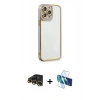 MARSİLYAN™- iPhone 13 Pro Max Kılıf Çekirdek Klasik Serisi - Siyah 3D Antistatik Cam Ekran Koruyucu + Raze Metal Kamera Lens - GD
