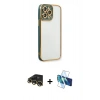 MARSİLYAN™- iPhone 13 Pro Max Kılıf Çekirdek Klasik Serisi - Siyah 3D Antistatik Cam Ekran Koruyucu + Raze Metal Kamera Lens - GD