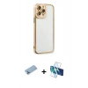 MARSİLYAN™- iPhone 13 Pro Max Kılıf Çekirdek Klasik Serisi - Siyah 3D Antistatik Cam Ekran Koruyucu + Shine Kamera Lens Koruma Cam - MI