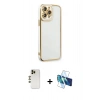 MARSİLYAN™- iPhone 13 Pro Max Kılıf Çekirdek Klasik Serisi - Siyah 3D Antistatik Cam Ekran Koruyucu + Shine Kamera Lens - GD