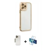 MARSİLYAN™- iPhone 13 Pro Max Kılıf Çekirdek Klasik Serisi - Siyah 3D Antistatik Cam Ekran Koruyucu + Shine Kamera Lens - GD