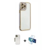 MARSİLYAN™- iPhone 13 Pro Max Kılıf Çekirdek Klasik Serisi - Siyah 3D Antistatik Cam Ekran Koruyucu + Shine Kamera Lens - GD