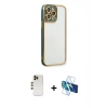 MARSİLYAN™- iPhone 13 Pro Max Kılıf Çekirdek Klasik Serisi - Siyah 3D Antistatik Cam Ekran Koruyucu + Shine Kamera Lens - GD