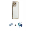 MARSİLYAN™- iPhone 13 Pro Max Kılıf Çekirdek Klasik Serisi - Siyah 3D Antistatik Cam Ekran Koruyucu + Shine Kamera Lens Koruma Cam - MI