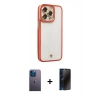 MARSİLYAN™- iPhone 13 Pro Max Kılıf Çekirdek Klasik Serisi - Siyah 3D Antistatik Hayalet Cam Ekran Koruyucu + Neon Fosforlu Kamera Lens - MI