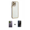 MARSİLYAN™- iPhone 13 Pro Max Kılıf Çekirdek Klasik Serisi - Siyah 3D Antistatik Hayalet Cam Ekran Koruyucu + Neon Fosforlu Kamera Lens - YL