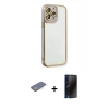 MARSİLYAN™- iPhone 13 Pro Max Kılıf Çekirdek Klasik Serisi - Siyah 3D Antistatik Hayalet Cam Ekran Koruyucu + Renkli Kamera Lens Koruma Cam - SI