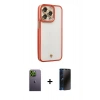 MARSİLYAN™- iPhone 13 Pro Max Kılıf Çekirdek Klasik Serisi - Siyah 3D Antistatik Hayalet Cam Ekran Koruyucu + Neon Fosforlu Kamera Lens - YL