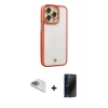 MARSİLYAN™- iPhone 13 Pro Max Kılıf Çekirdek Klasik Serisi - Siyah 3D Antistatik Hayalet Cam Ekran Koruyucu + Pers Alüminyum Kamera Lens - SABE