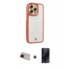 MARSİLYAN™- iPhone 13 Pro Max Kılıf Çekirdek Klasik Serisi - Siyah 3D Antistatik Hayalet Cam Ekran Koruyucu + Rainbow Kamera Lens Koruma Cam - KI