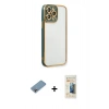 MARSİLYAN™- iPhone 13 Pro Max Kılıf Çekirdek Klasik Serisi - Siyah 6D Mat Seramik Hayalet Nano Ekran Koruyucu + Shine Kamera Lens Koruma Cam - GI