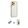 MARSİLYAN™- iPhone 13 Pro Max Kılıf Çekirdek Klasik Serisi - Siyah 6D Mat Seramik Hayalet Nano Ekran Koruyucu + Shine Kamera Lens Koruma Cam - GI
