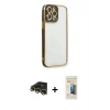 MARSİLYAN™- iPhone 13 Pro Max Kılıf Çekirdek Klasik Serisi - Siyah 6D Mat Seramik Hayalet Nano Ekran Koruyucu + Raze Metal Kamera Lens - GD