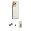 MARSİLYAN™- iPhone 13 Pro Max Kılıf Çekirdek Klasik Serisi - Siyah 6D Mat Seramik Hayalet Nano Ekran Koruyucu + Renkli Kamera Lens Koruma Cam - SI