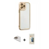 MARSİLYAN™- iPhone 13 Pro Max Kılıf Çekirdek Klasik Serisi - Siyah 6D Mat Seramik Hayalet Nano Ekran Koruyucu + Pers Alüminyum Kamera Lens - GD