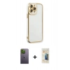 MARSİLYAN™- iPhone 13 Pro Max Kılıf Çekirdek Klasik Serisi - Siyah 6D Mat Seramik Hayalet Nano Ekran Koruyucu + Neon Fosforlu Kamera Lens - YL