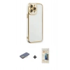 MARSİLYAN™- iPhone 13 Pro Max Kılıf Çekirdek Klasik Serisi - Siyah 6D Mat Seramik Hayalet Nano Ekran Koruyucu + Renkli Kamera Lens Koruma Cam - SI