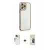 MARSİLYAN™- iPhone 13 Pro Max Kılıf Çekirdek Klasik Serisi - Siyah 6D Mat Seramik Hayalet Nano Ekran Koruyucu + Shine Kamera Lens - GD