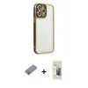 MARSİLYAN™- iPhone 13 Pro Max Kılıf Çekirdek Klasik Serisi - Siyah 6D Mat Seramik Hayalet Nano Ekran Koruyucu + Shine Kamera Lens Koruma Cam - GI