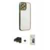 MARSİLYAN™- iPhone 13 Pro Max Kılıf Çekirdek Klasik Serisi - Siyah 6D Mat Seramik Hayalet Nano Ekran Koruyucu + Raze Metal Kamera Lens - GD